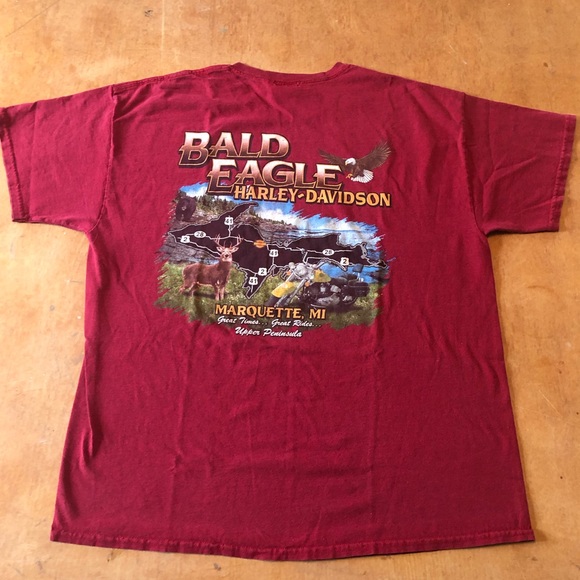 Bald Eagle Harley-Davidson Marquette Michigan Motorcycle Shirt - Picture 2 of 4